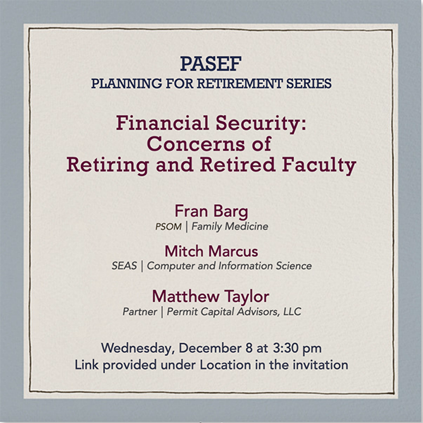 Financial Security: Concerns of Retiring and Retired Faculty